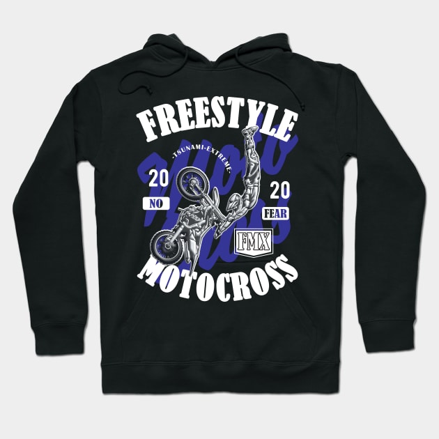 Freestyle Motocross FMX No Fear Blue Hoodie by Hariolf´s Mega Store